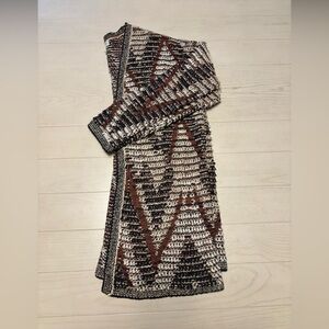 LUCKY BRAND long cardigan size M in blue/cream/red clay